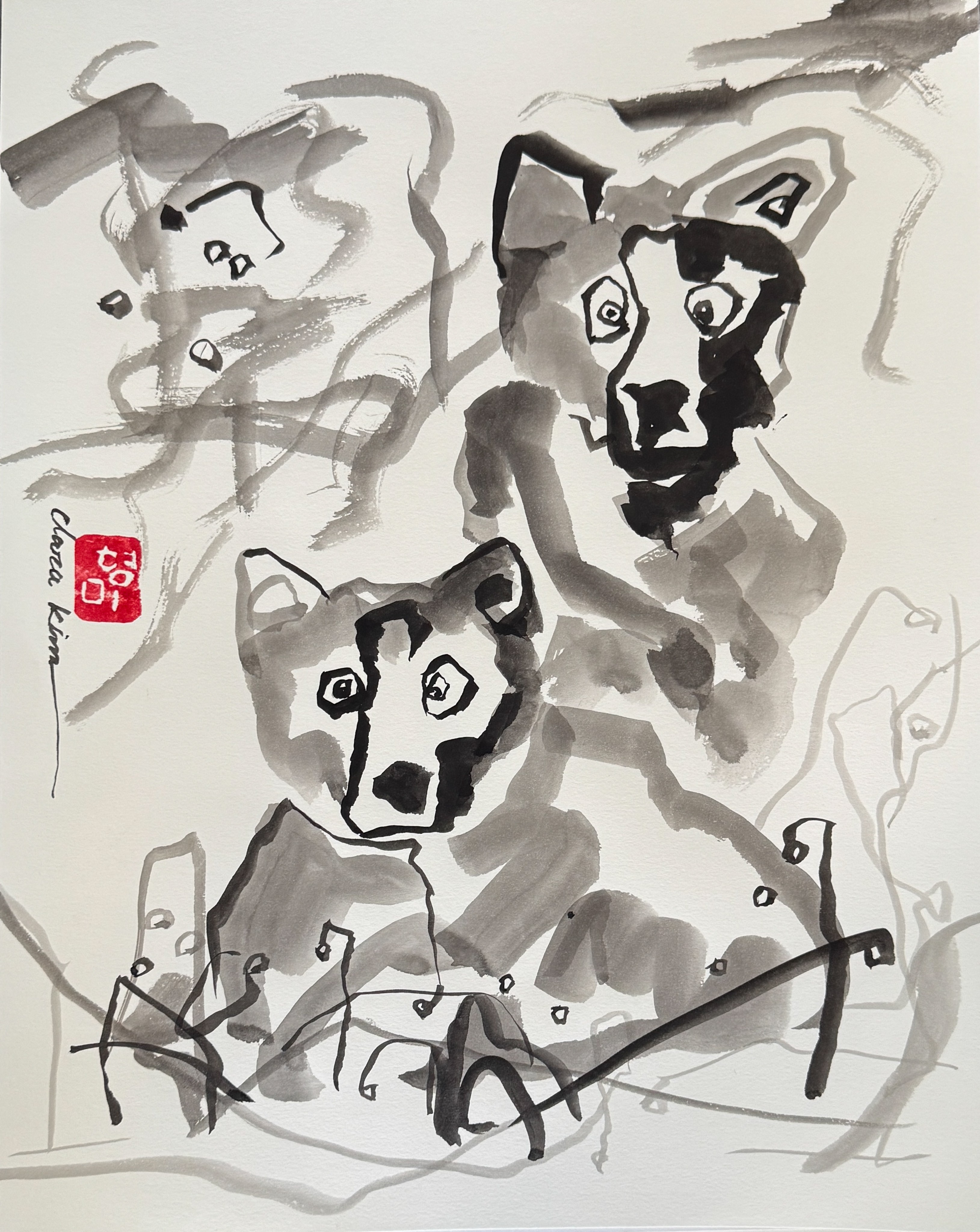 Sketch of bear cubs on art paper