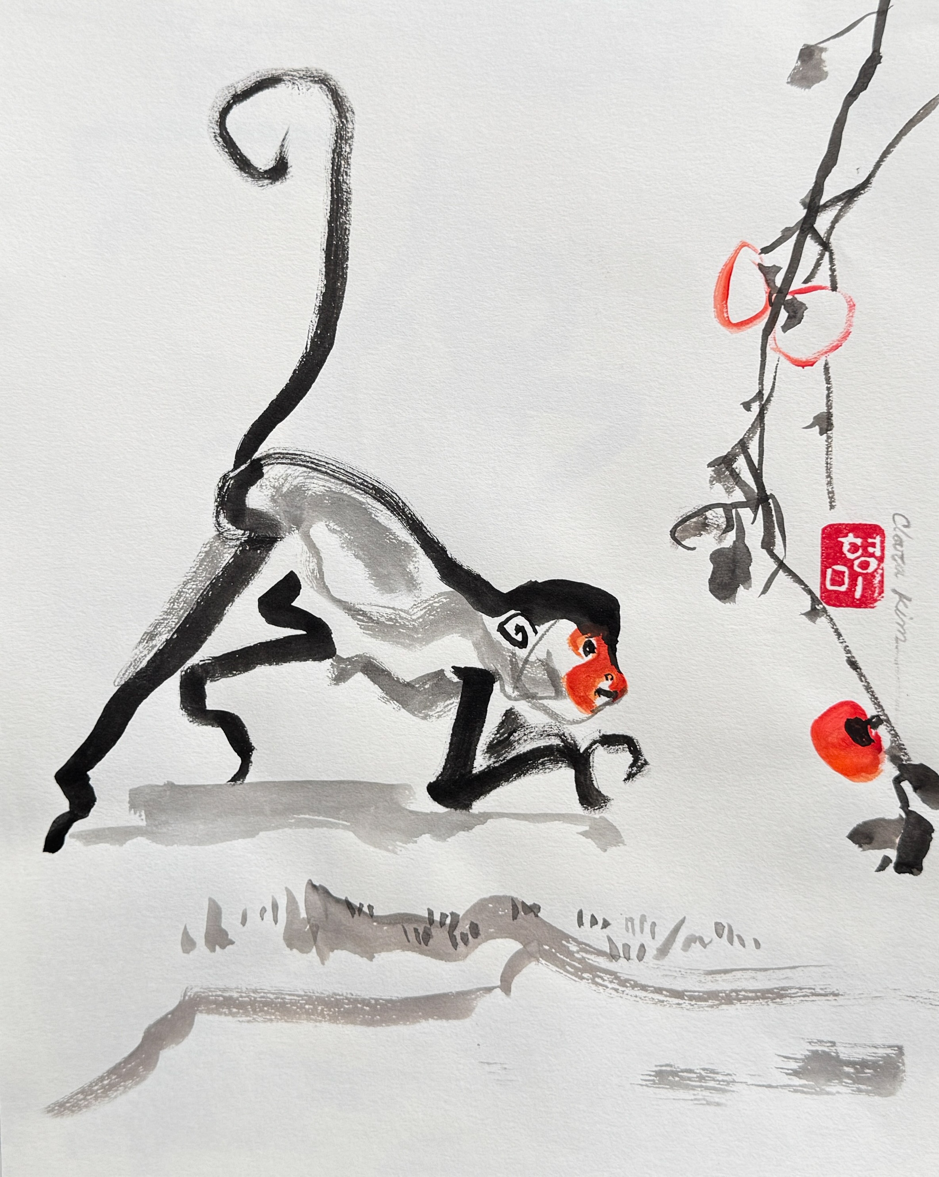 Sketch of a monkey on art paper