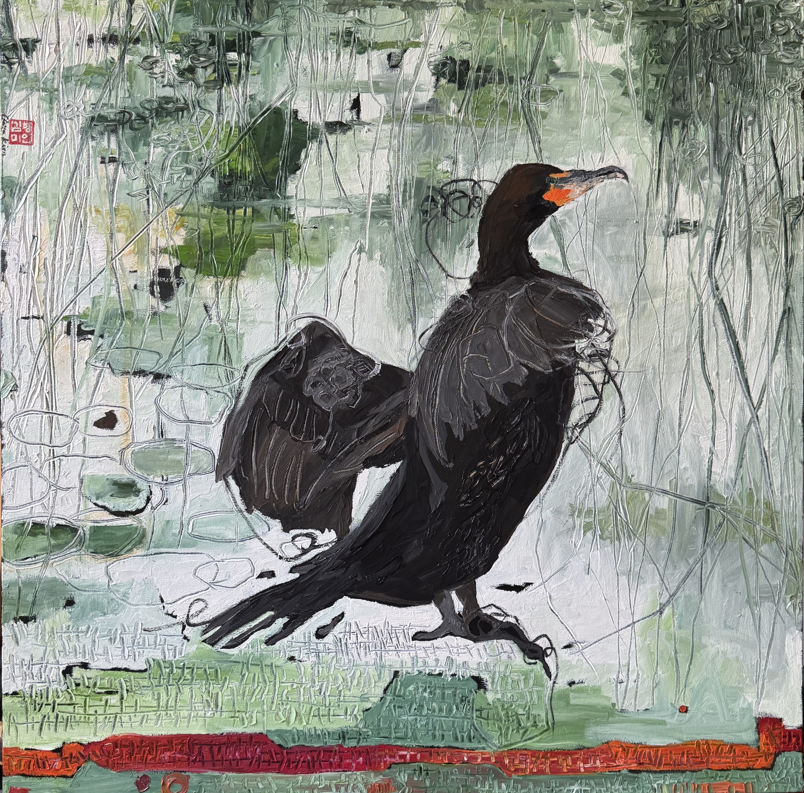 Cormorant — painting by Clara Kim