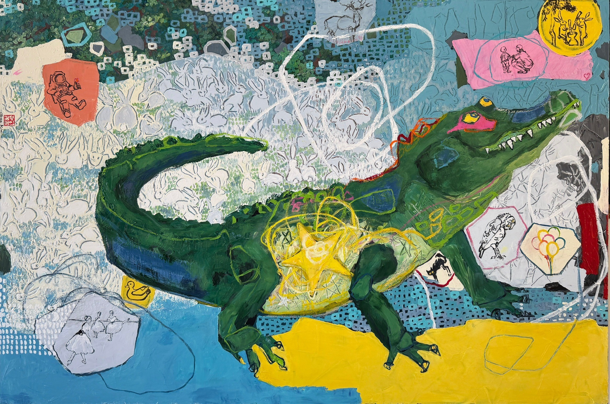 Alligator Who Swallowed The Star — painting by Clara Kim
