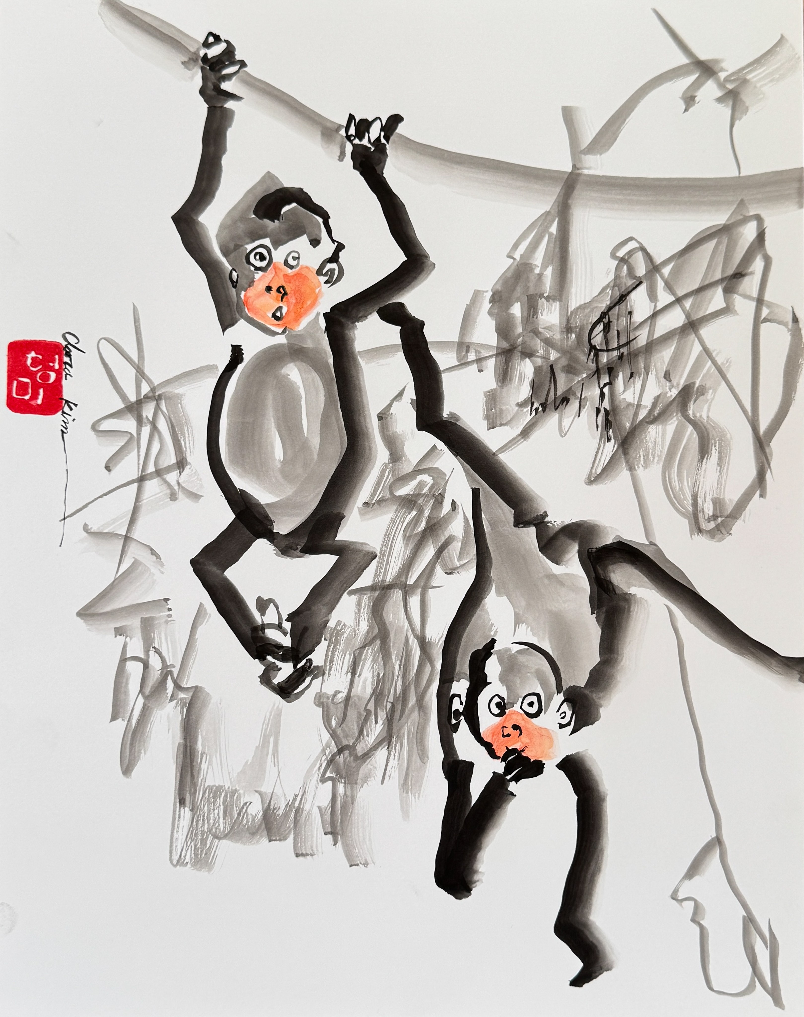 Sketch of monekys on art paper